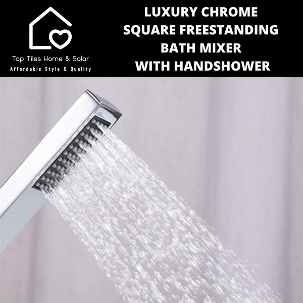 Luxury Chrome Square Freestanding Bath Mixer With Handshower