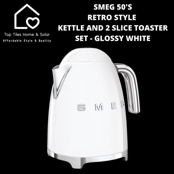 Smeg 50's Retro Style Kettle and 2 Slice Toaster Set - Glossy White