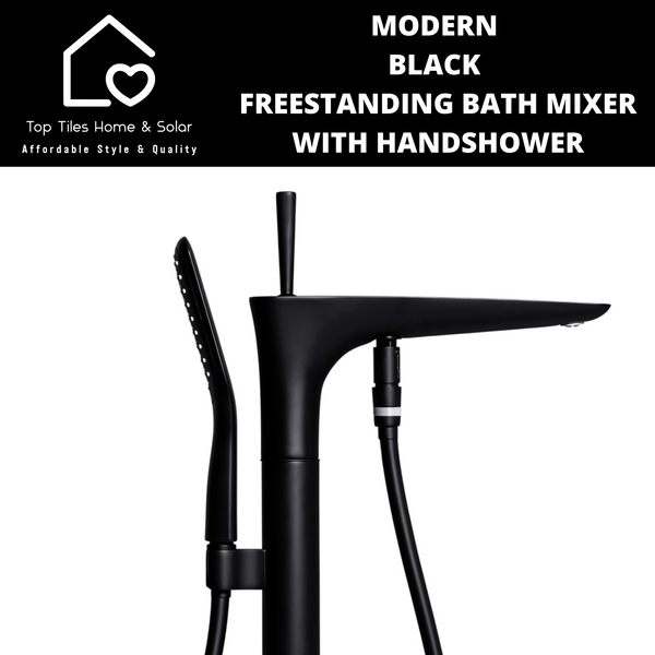 Modern Black Freestanding Bath Mixer With Handshower