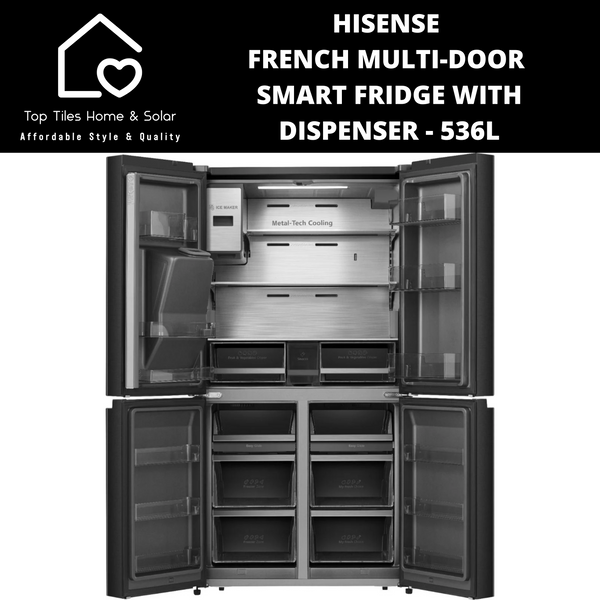 Hisense French Multi-Door Smart Fridge with Dispenser - 536L