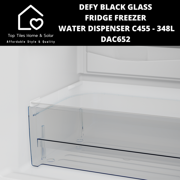 Defy Black Glass Combi Fridge Freezer Water Dispenser C455 - 348L DAC652