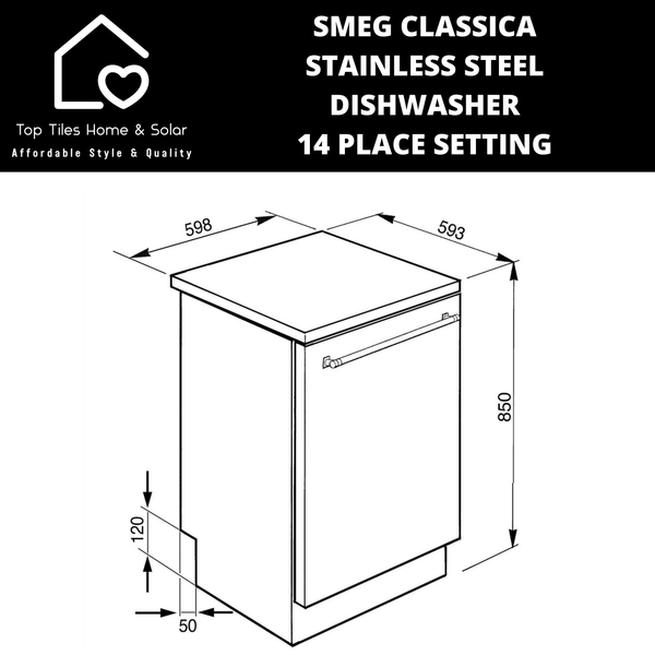 Smeg Classica Stainless Steel Dishwasher - 14 Place Setting