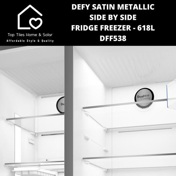 Defy Satin Metallic Side by Side Fridge Freezer - 618L DFF538