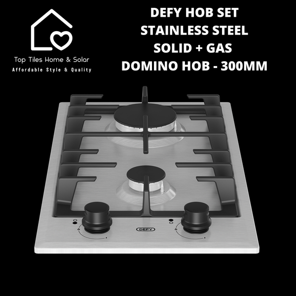 Defy Hob Set - Stainless Steel Solid + Gas Domino Hob - 300mm