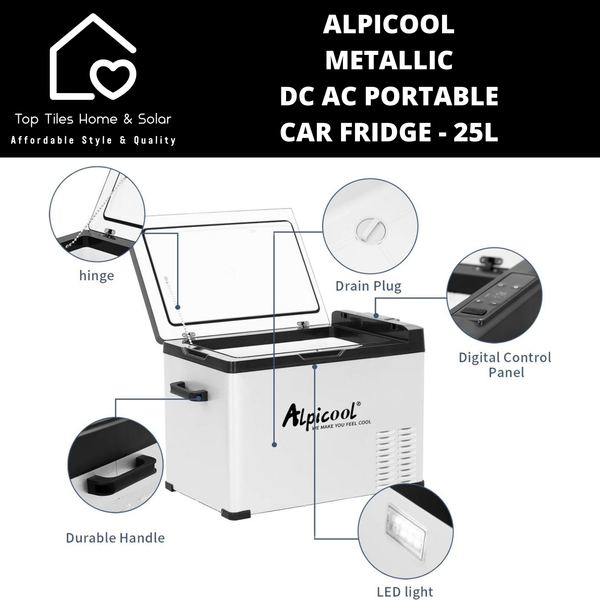 AlpiCool Metallic DC AC Portable Car Fridge - 25L