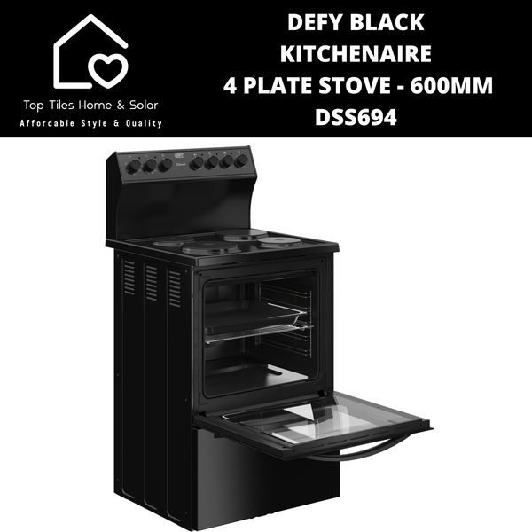 Defy Black Kitchenaire 4 Plate Stove - 600mm DSS694