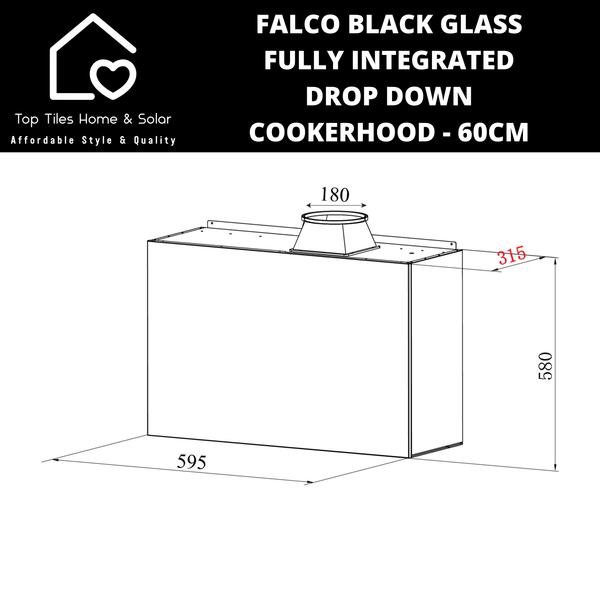 Falco Black Glass Fully Integrated Drop Down Cookerhood - 60cm AR-60-761A