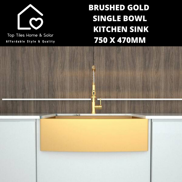 Brushed Gold Single Bowl Kitchen Sink - 750 x 470mm