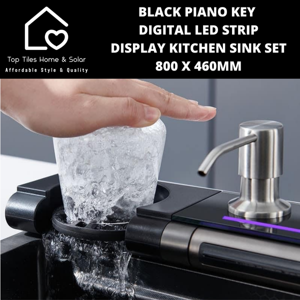 Black Piano Key Digital Display Led Kitchen Sink Set - 800 x 460mm