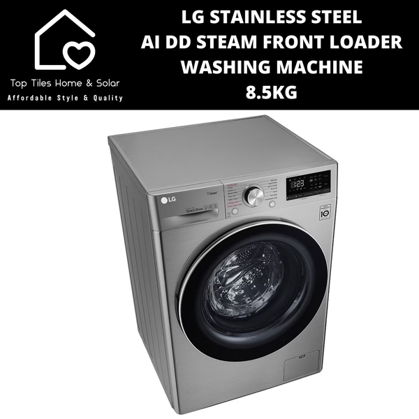 LG Stainless Steel AI DD Steam Front Loader Washing Machine - 8.5kg