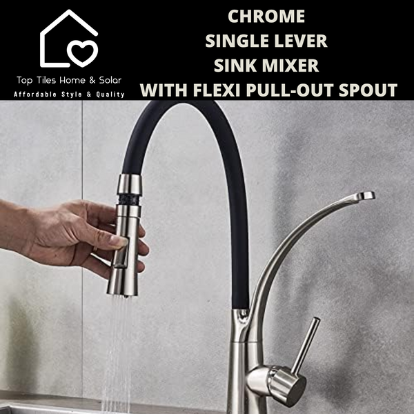 Chrome Single Lever Sink Mixer With Flexi Pull-Out Spout