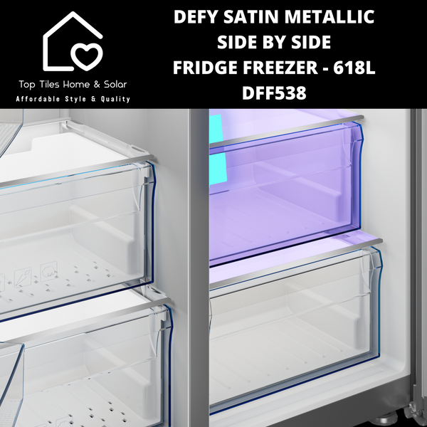 Defy Satin Metallic Side by Side Fridge Freezer - 618L DFF538