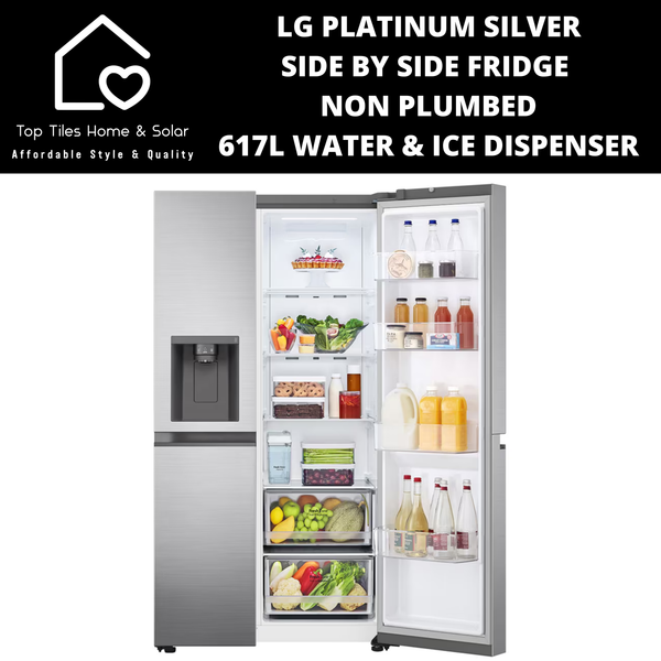 LG Platinum Silver Side by Side Fridge NP - 617L Water & Ice Dispenser