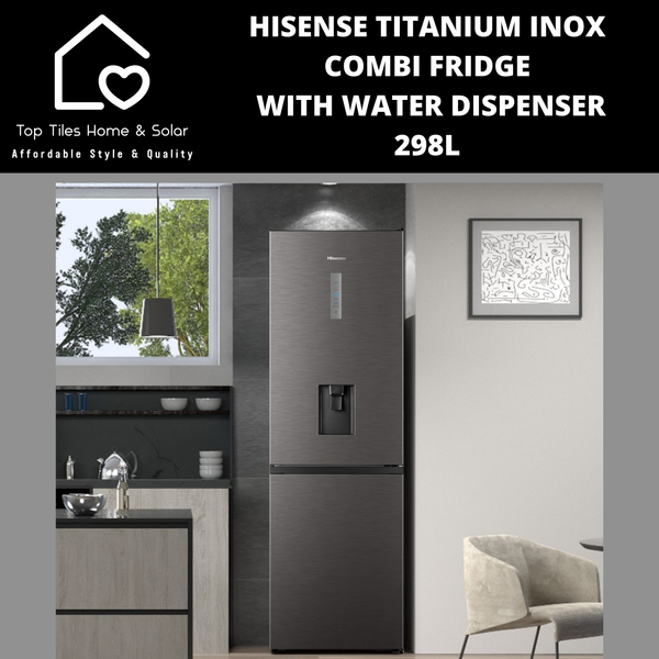 Hisense Titanium Inox Combi Fridge with Water Dispenser - 298L