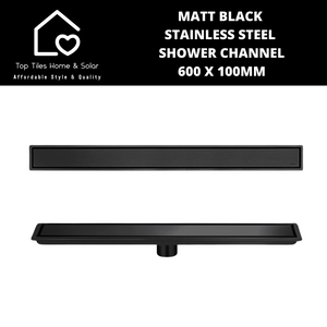 Matt Black Stainless Steel Shower Channel - 600 x 100mm