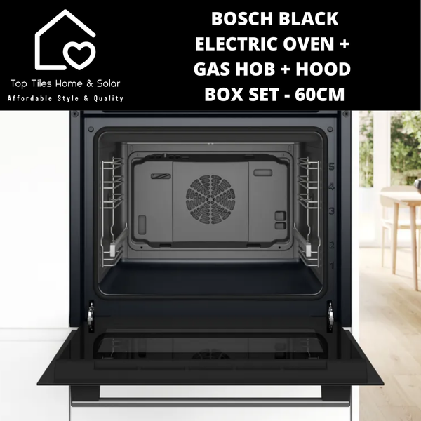 Bosch Black - Electric Oven + Gas Hob + Hood Box Set - 60cm