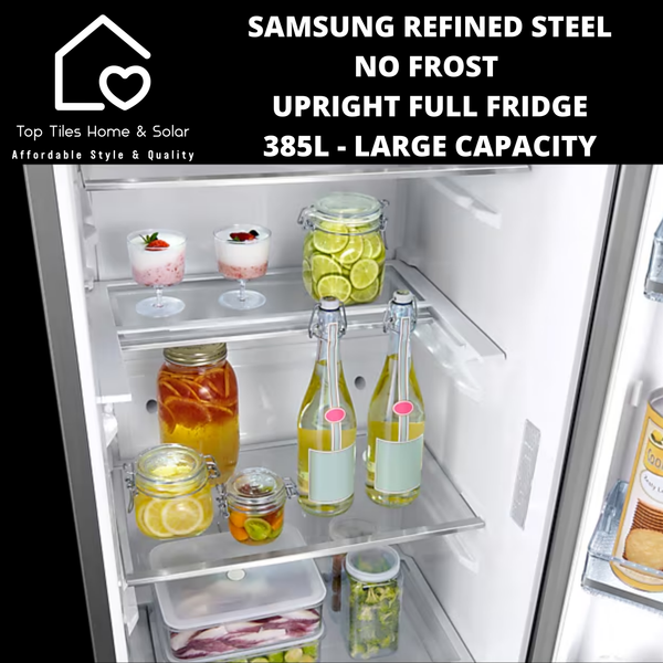 Samsung Refined Steel No Frost Upright Full Fridge - 385L Large Capacity