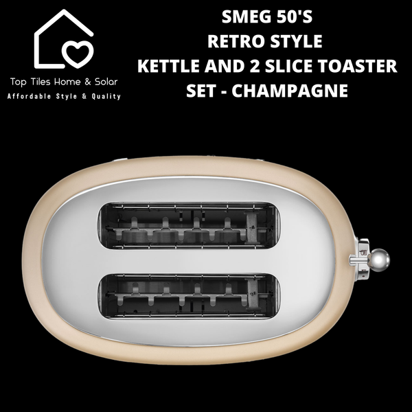 Smeg 50's Retro Style Kettle and 2 Slice Toaster Set - Champagne