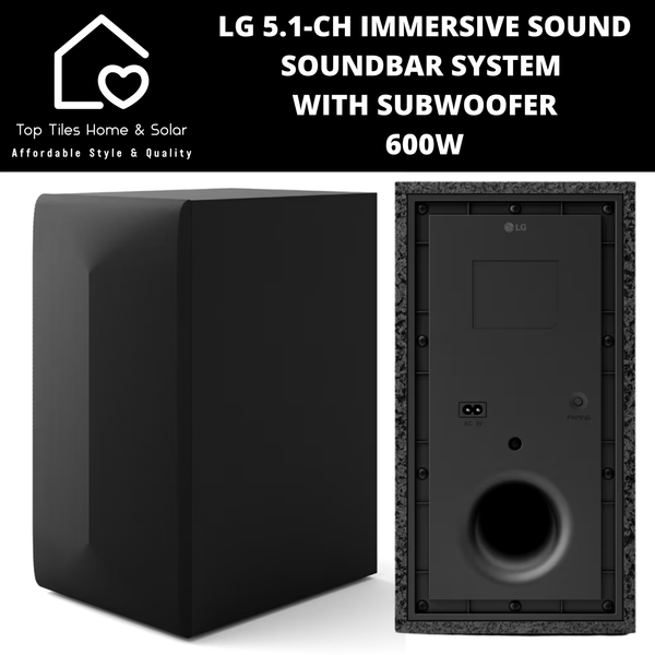 LG 5.1-Ch Immersive Sound Soundbar System with Subwoofer - 600W