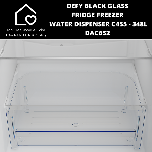 Defy Black Glass Combi Fridge Freezer Water Dispenser C455 - 348L DAC652