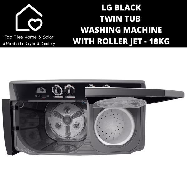 LG Black Twin Tub Washing Machine with Roller Jet - 18kg