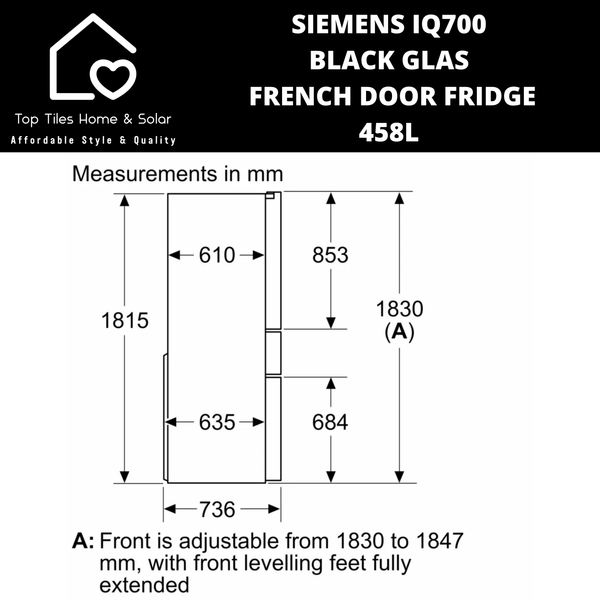 Siemens iQ700 Black Glass French Door Fridge - 458L