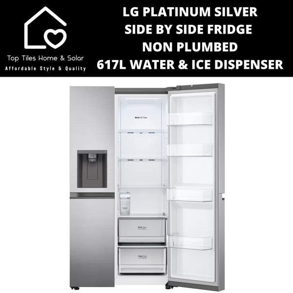 LG Platinum Silver Side by Side Fridge NP - 617L Water & Ice Dispenser