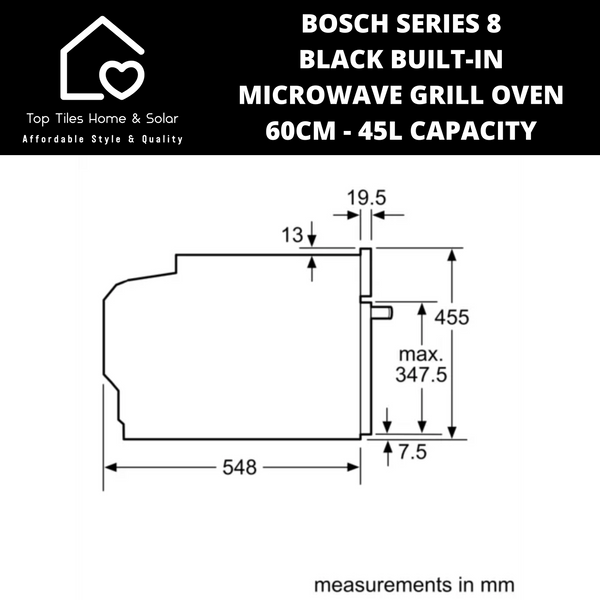 Bosch Series 8 - Black Built-in Microwave Grill Oven - 60cm - 45L CAPACITY