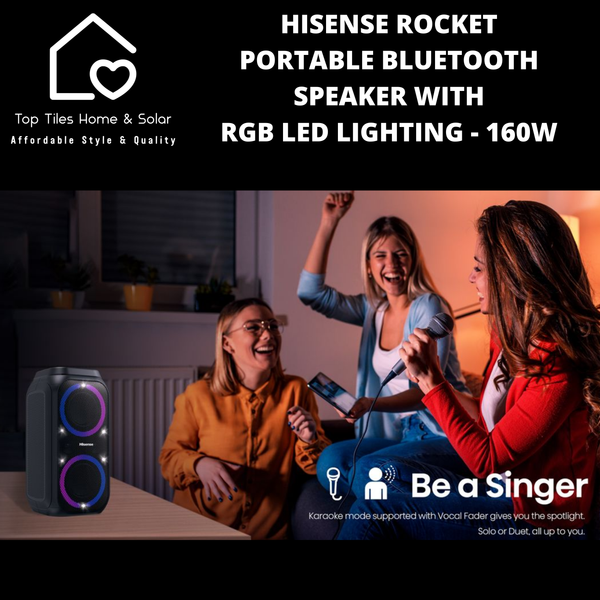 Hisense Rocket Portable Bluetooth Speaker With RGB LED Lighting - 160W