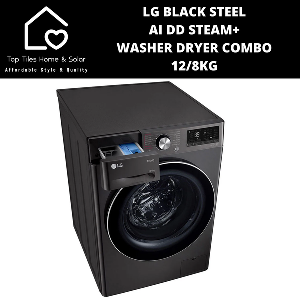 LG Black Steel AI DD Steam+ Washer Dryer Combo - 12/8kg