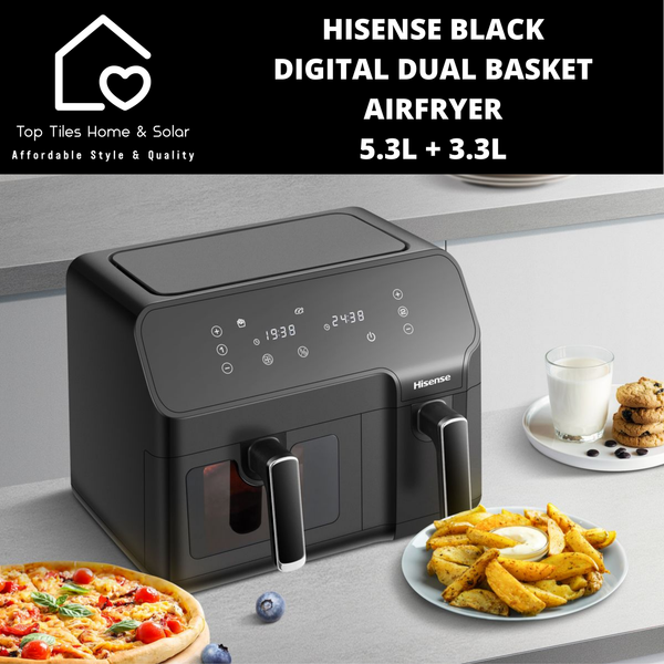 Hisense Black Digital Dual Basket Airfryer - 5.3L + 3.3L