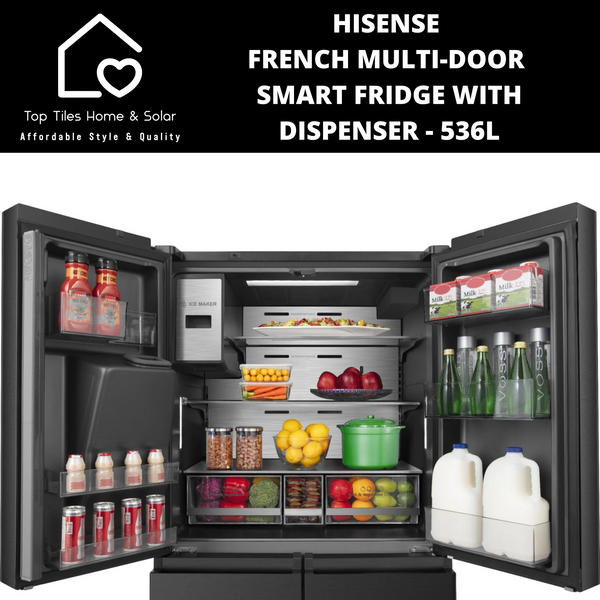 Hisense French Multi-Door Smart Fridge with Dispenser - 536L