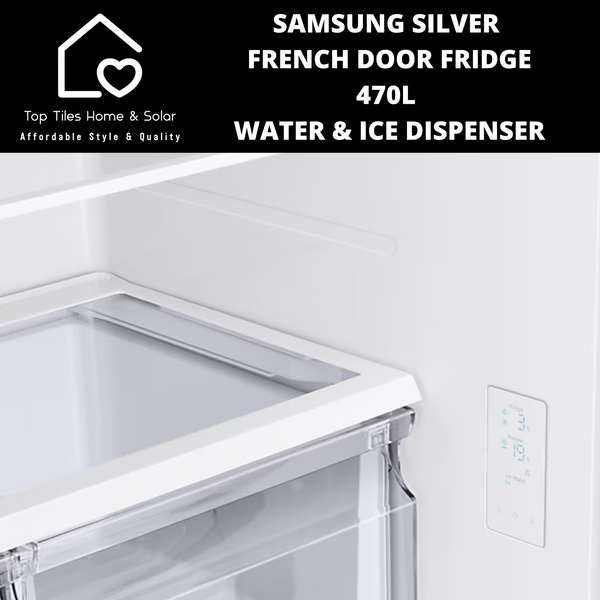 Samsung Silver French Door Fridge - 470L Water & Ice Dispenser