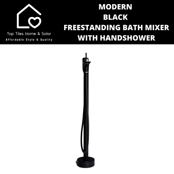 Modern Black Freestanding Bath Mixer With Handshower