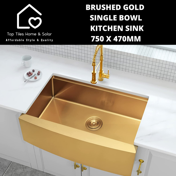 Brushed Gold Single Bowl Kitchen Sink - 750 x 470mm