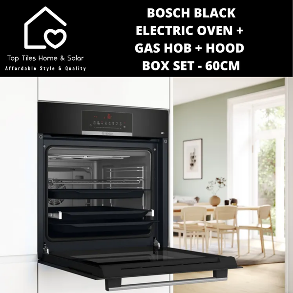 Bosch Black - Electric Oven + Gas Hob + Hood Box Set - 60cm