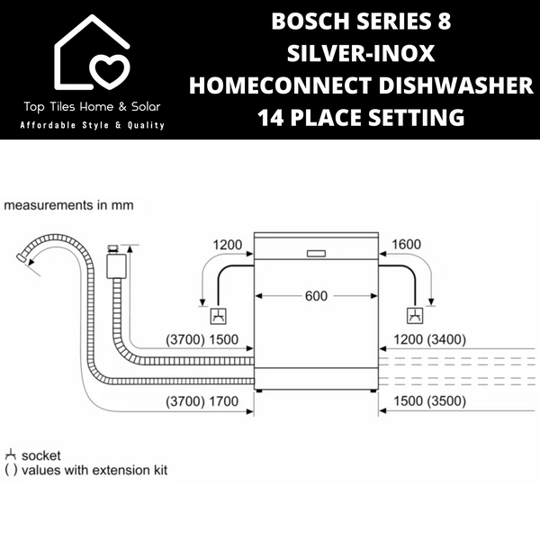 Bosch Series 8 - Silver-Inox HomeConnect Dishwasher - 14 Place Setting