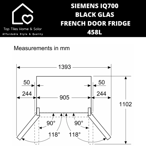 Siemens iQ700 Black Glass French Door Fridge - 458L