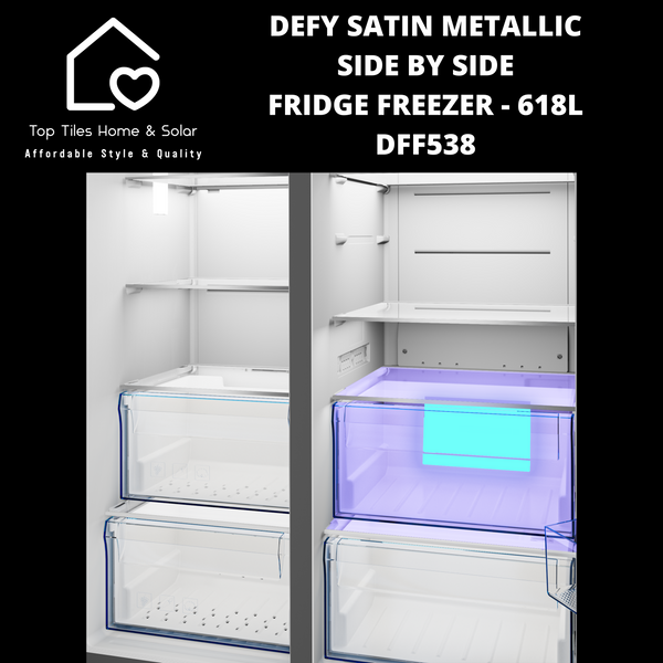 Defy Satin Metallic Side by Side Fridge Freezer - 618L DFF538