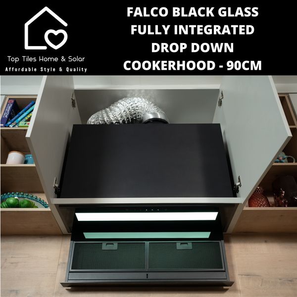 Falco Black Glass Fully Integrated Drop Down Cookerhood - 90cm AR-90-761A