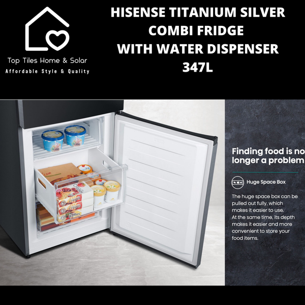 Hisense Titanium Silver Combi Fridge with Water Dispenser - 347L