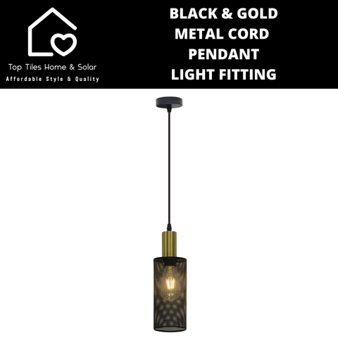 Black & Gold Metal Cord Pendant Light Fitting