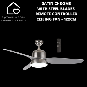 Satin Chrome with Steel Blades Remote Controlled Ceiling Fan - 122cm