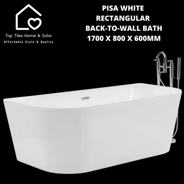 Pisa White Rectangular Back-To-Wall Curved Bath - 1700 x 800 x 600mm