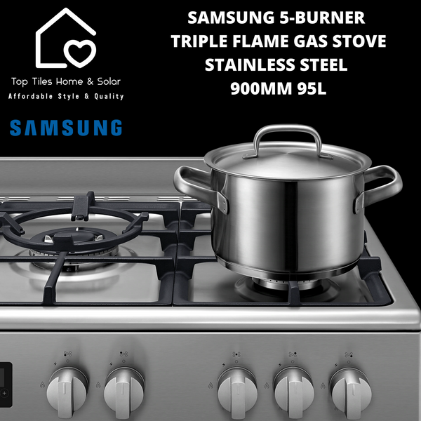 Samsung 5-Burner Triple Flame Gas Stove Stainless Steel - 900mm 95L