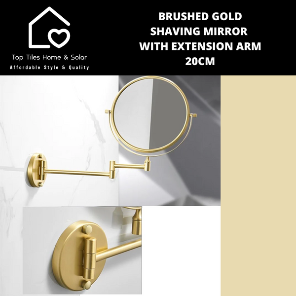 Brushed Gold Shaving Mirror with Extension Arm - 20cm