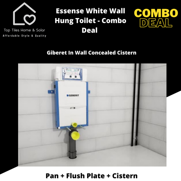 Essense Bali White Wall Hung Toilet With Geberit Cistern & Flush Plate