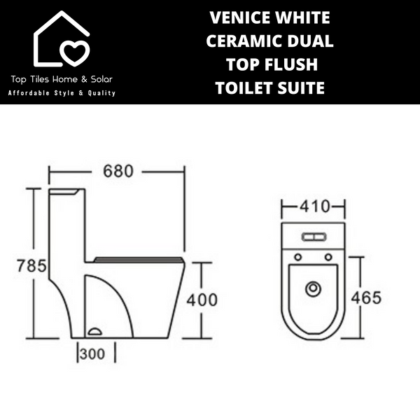 Venice White Ceramic Dual Top Flush Toilet Suite