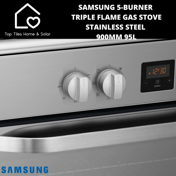 Samsung 5-Burner Triple Flame Gas Stove Stainless Steel - 900mm 95L