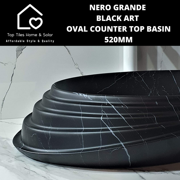 Nero Grande Black Art Oval Counter Top Basin - 520mm